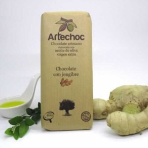 Tableta de chocolate negro artesano con aceite de oliva virgen extra (AOVE) y jengibre 105 g - Artechoc