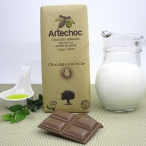 Tableta de chocolate artesano con leche y aceite de oliva virgen extra (AOVE) 105 g  - Artechoc