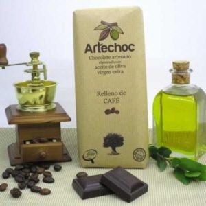 Tableta de chocolate negro artesano con aceite de oliva virgen extra relleno de crema de café con AOVE 105 g - Artechoc