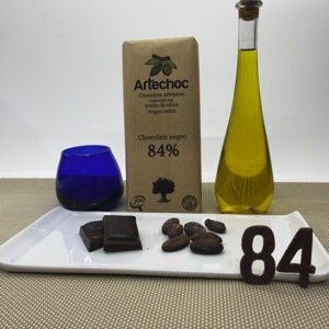 Tableta de chocolate negro artesano 84% cacao con aceite de oliva virgen extra (AOVE) 100 g  - Artechoc